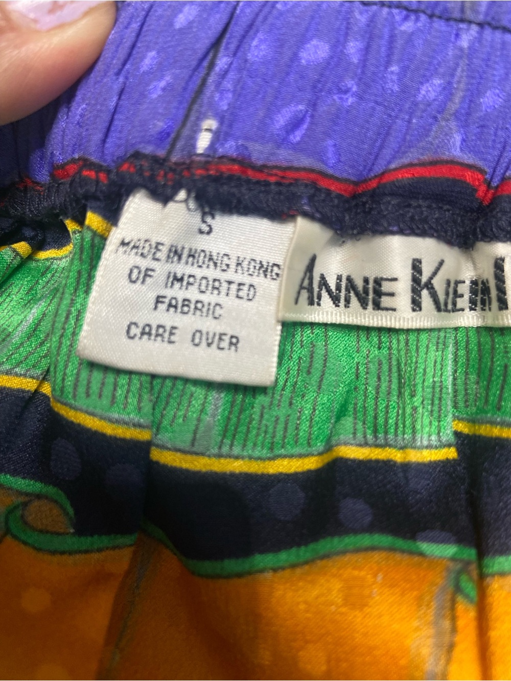 Anne Klein Multicolored Striped Maxi Skirt with Polka Dot Bands EUC S 100% Silk - Picture 9 of 12